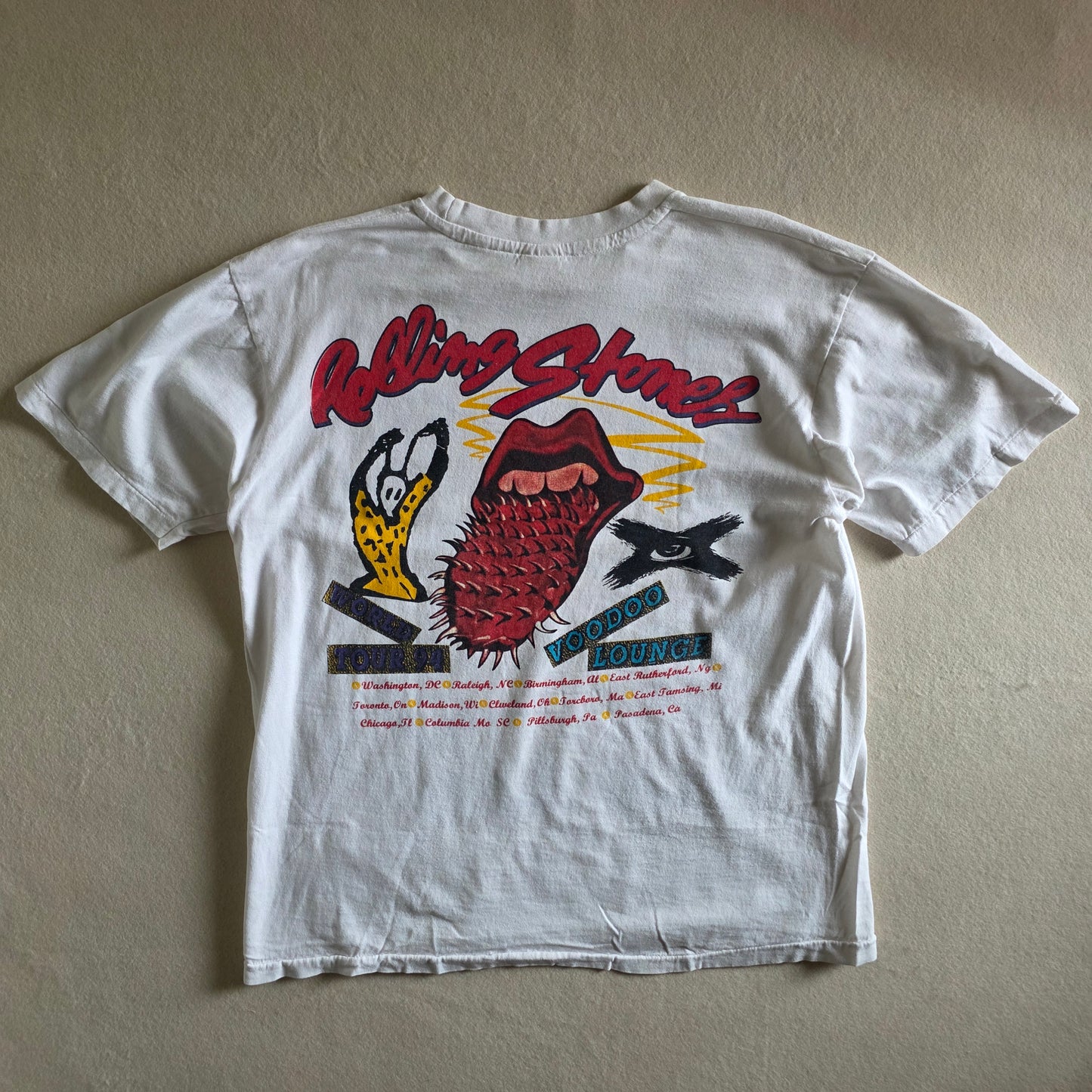 The Rolling Stones Voodoo Lounge Tour Tee Tshirt XL White