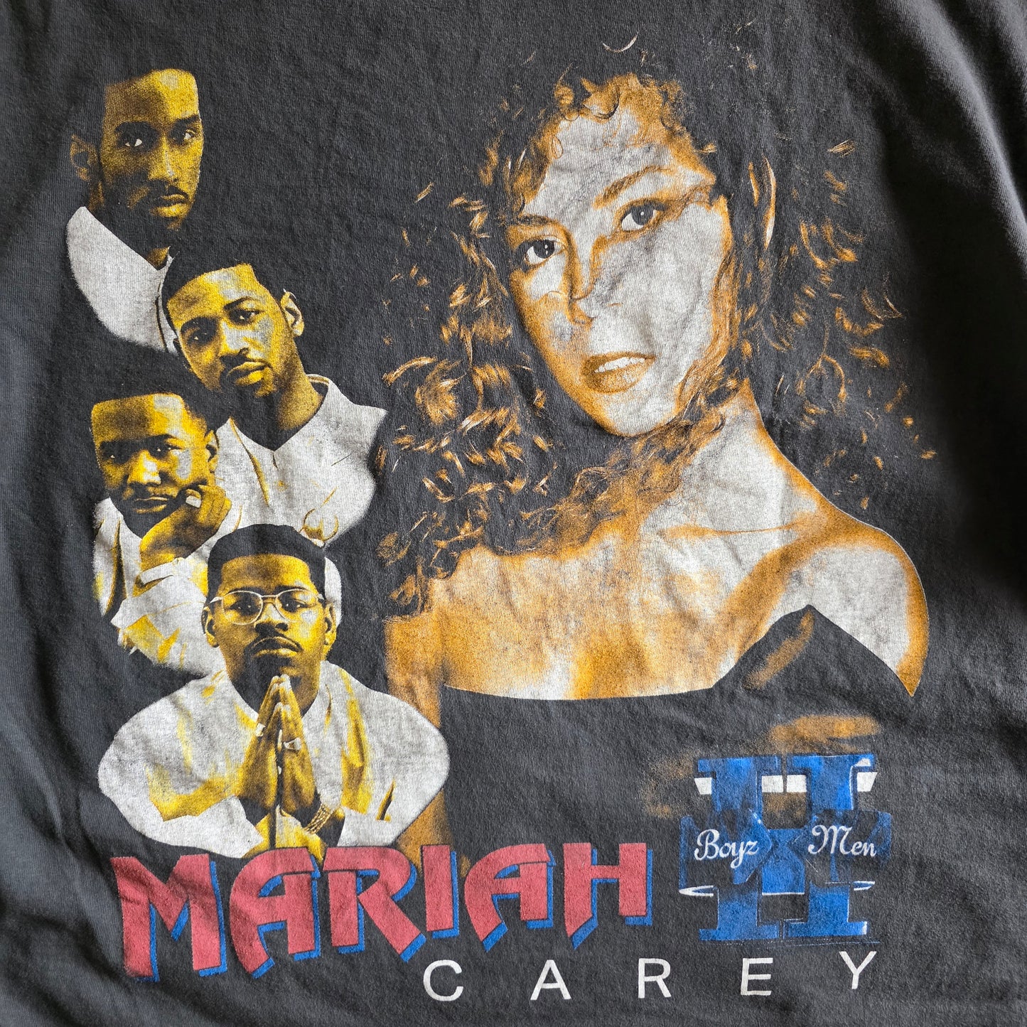 Mariah Carey Boyz II Men One Sweet Day Double-sided Tshirt XL Faded Black
