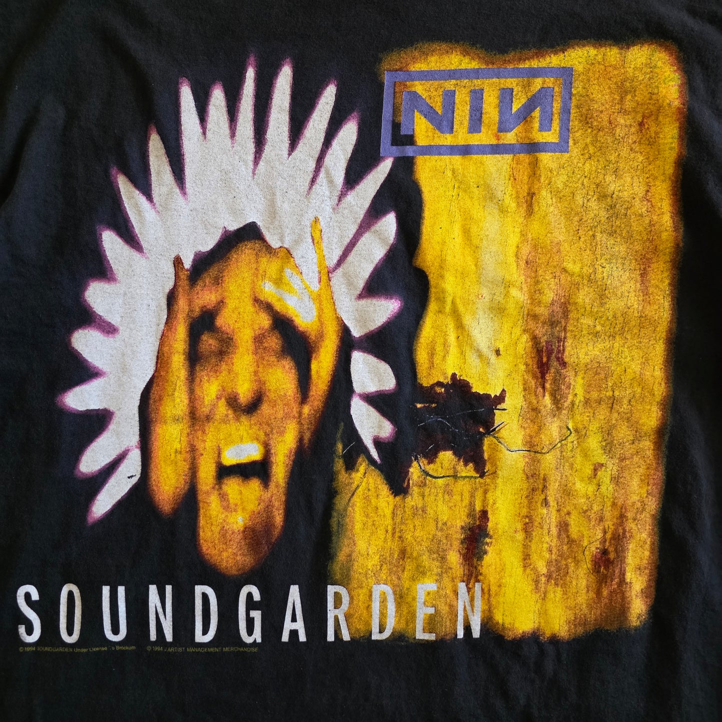 Soundgarden Nine Inch Nails Canadian Tour Print Tshirt Faded Black XL