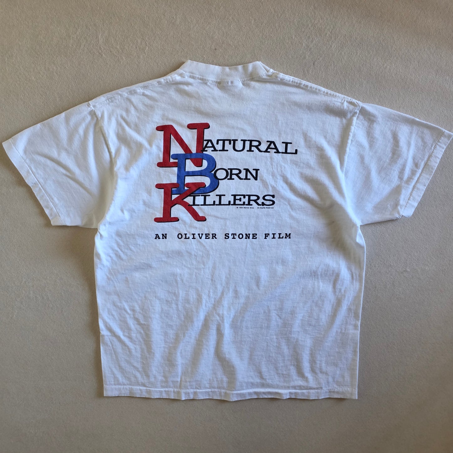 Natural Born Killers Movie T Shirt Oliver Stone Graphic Washed White Tee XL