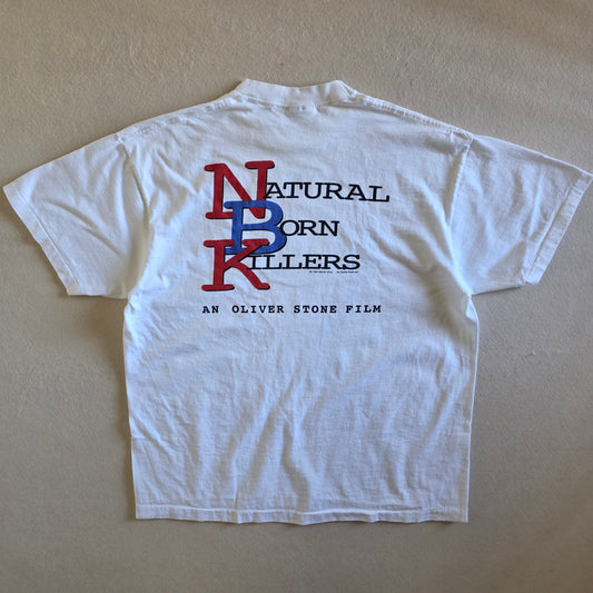 Natural Born Killers Movie T Shirt Oliver Stone Graphic Washed White Tee XL