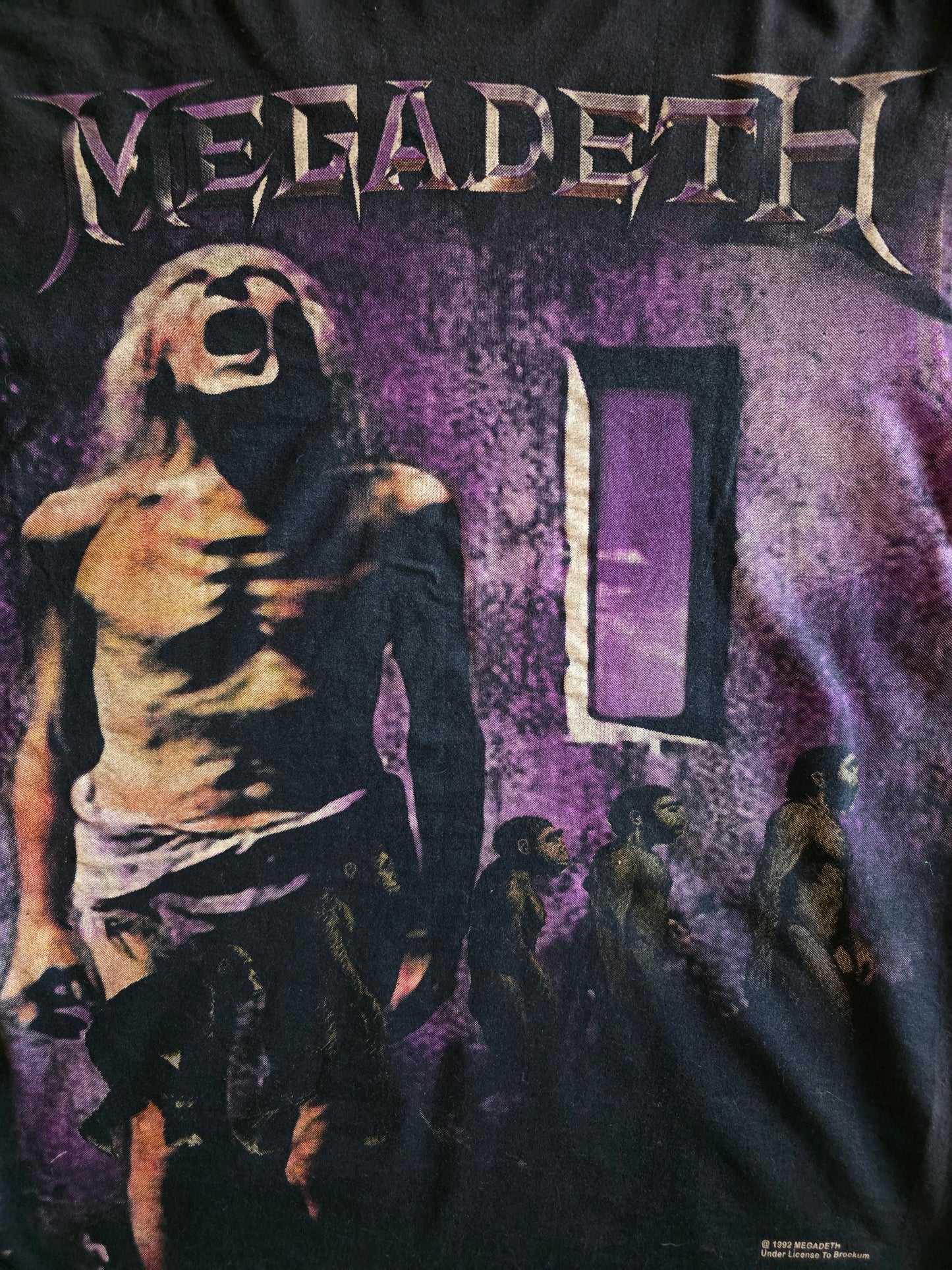 Megadeth Overprint All Over Print Vintage-Style Tee Tshirt Large
