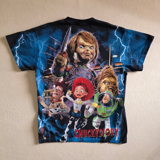 Chucky X Toy Story Mashup All Over Print Overprint OVP Tee Tshirt Large Black