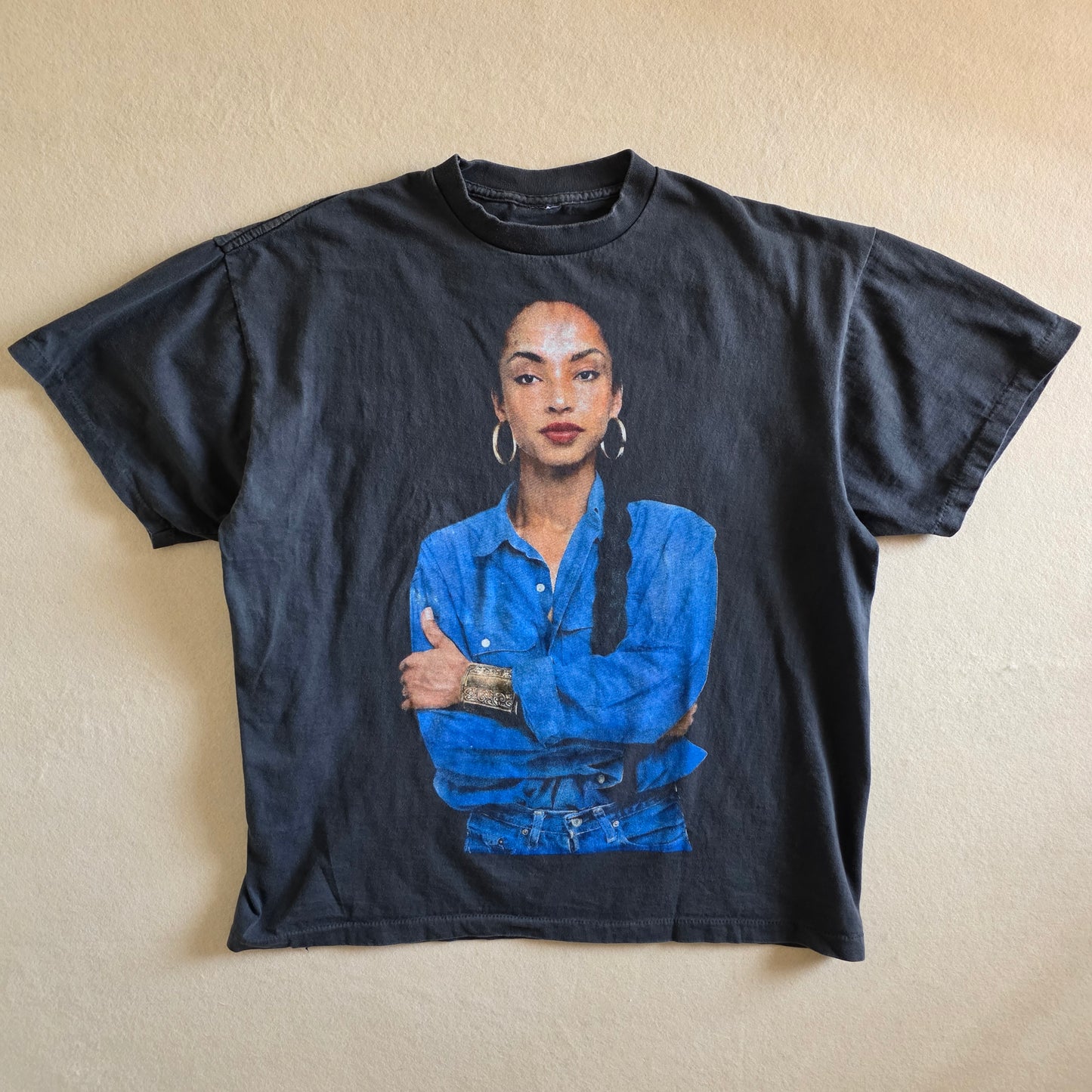 Sade Portrait Big Print Double-sided Tshirt Faded Black XL