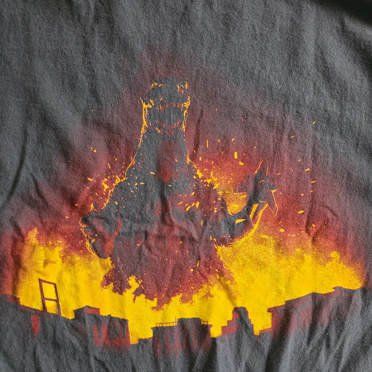 Godzilla Double-sided Print Tee Tshirt L Large Faded Black