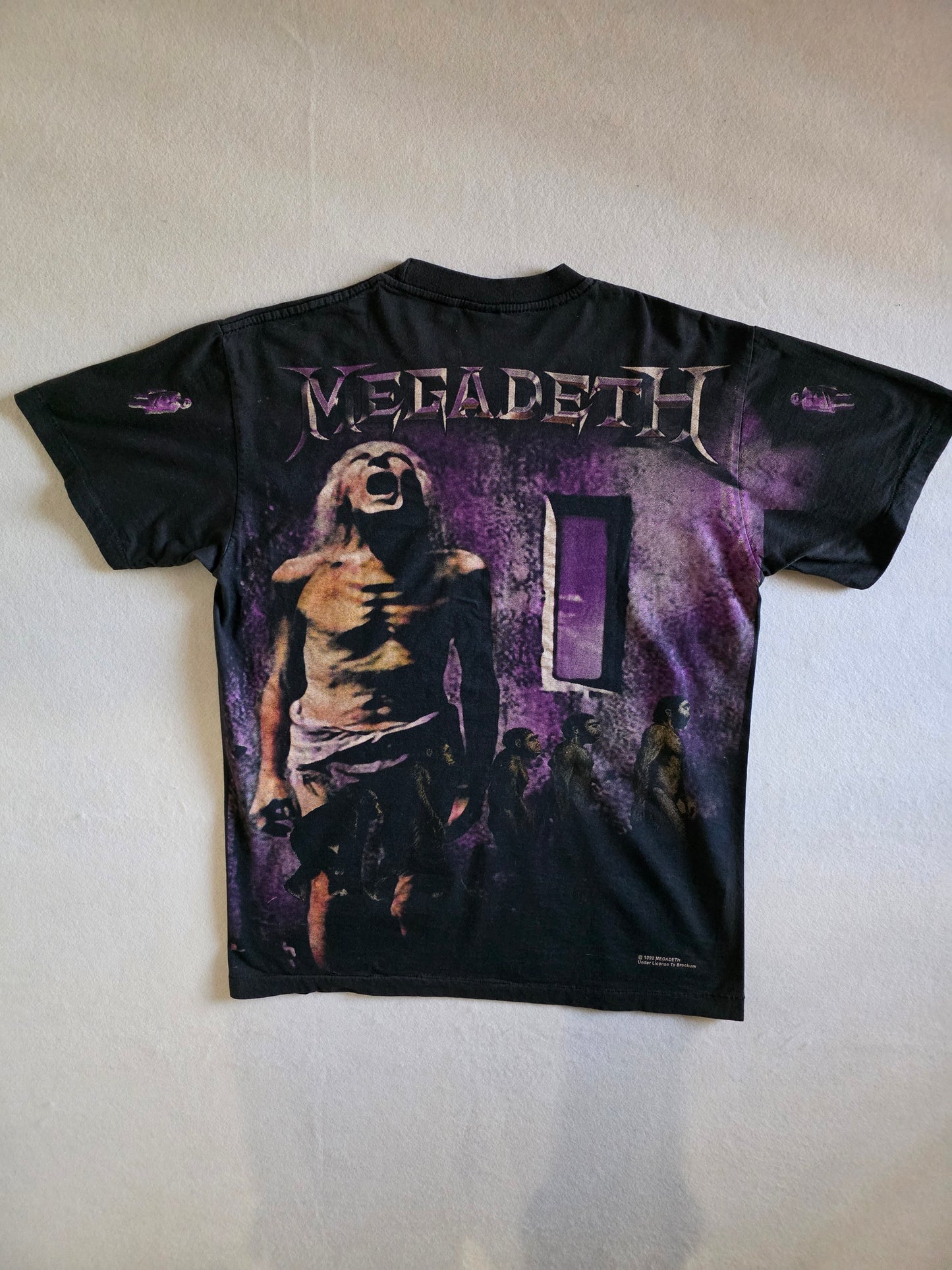 Megadeth Overprint All Over Print Vintage-Style Tee Tshirt Large