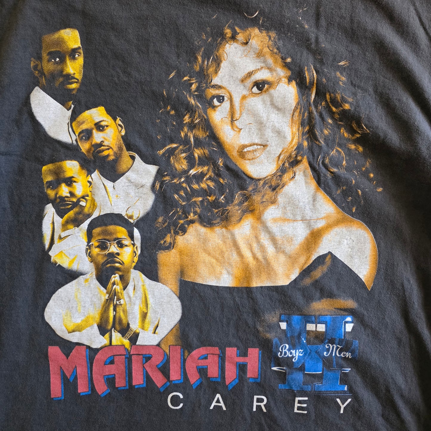 Mariah Carey Boyz II Men One Sweet Day Double-sided Tshirt XL Faded Black
