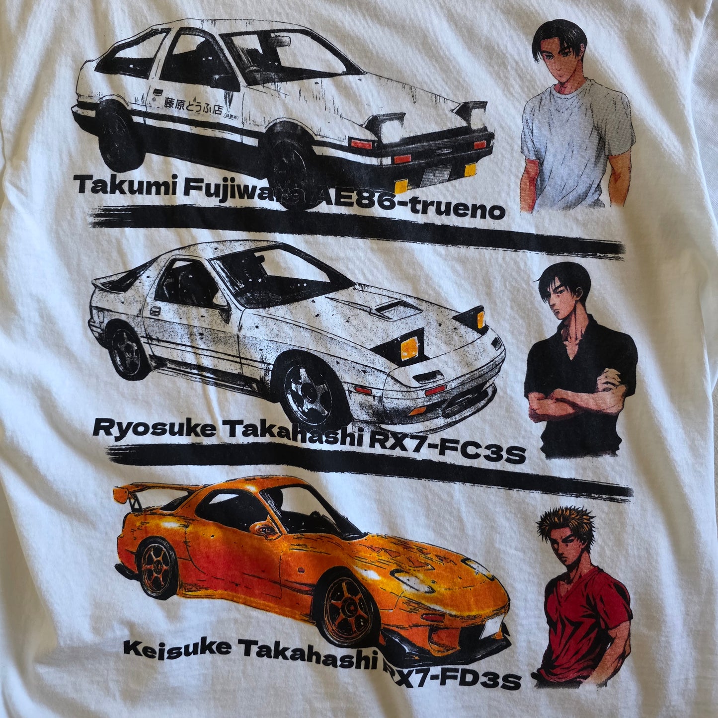Initial D Double-sided Anime Racing Tshirt XL White
