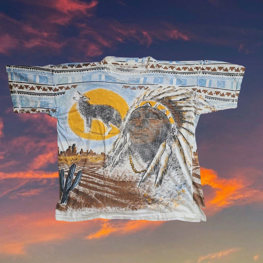 Rare True Vintage VTG 90s Native Chief Tee Shirt