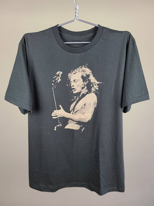 ACDC Angus Young Tee T Shirt Faded Gray