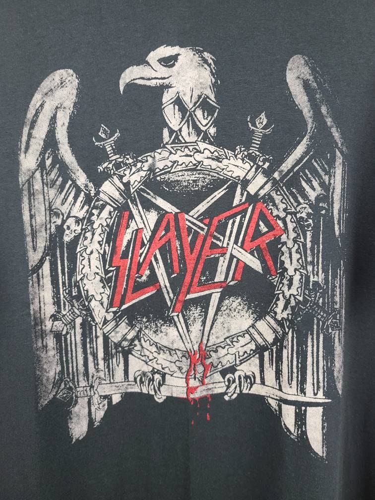 Slayer Tee T Shirt Faded Black Grey