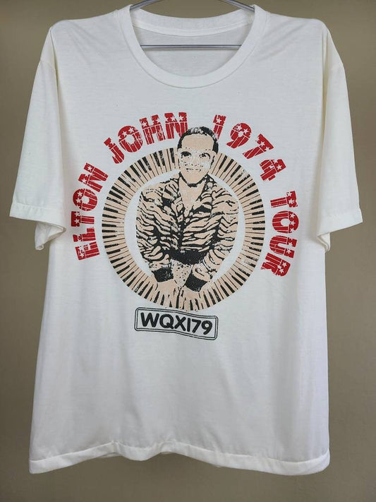 Elton John 1974 Tour Tee Eggshell White
