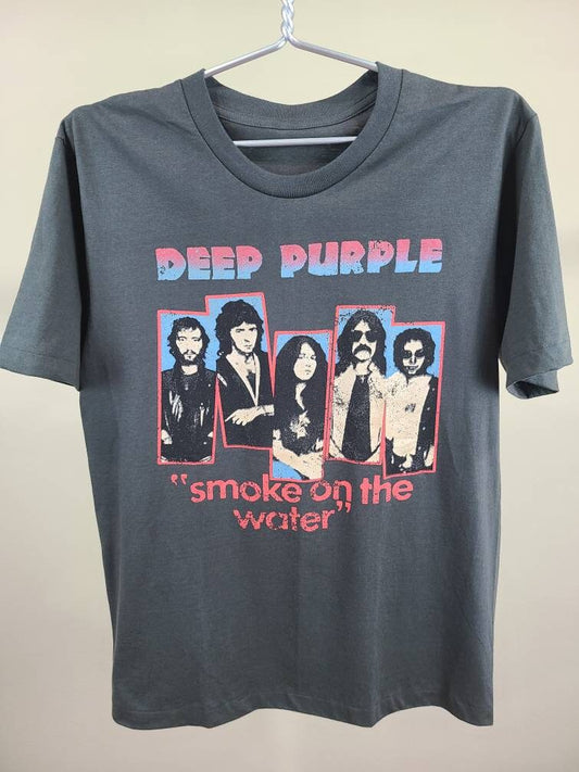 Deep Purple Smoke on the Water Retro Tee Faded Grey