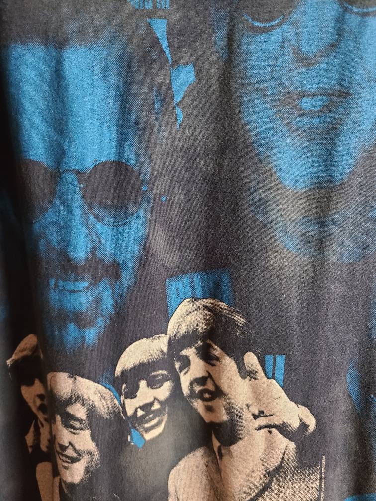 The Beatles All Over Print Overprint T Shirt Faded and Distressed