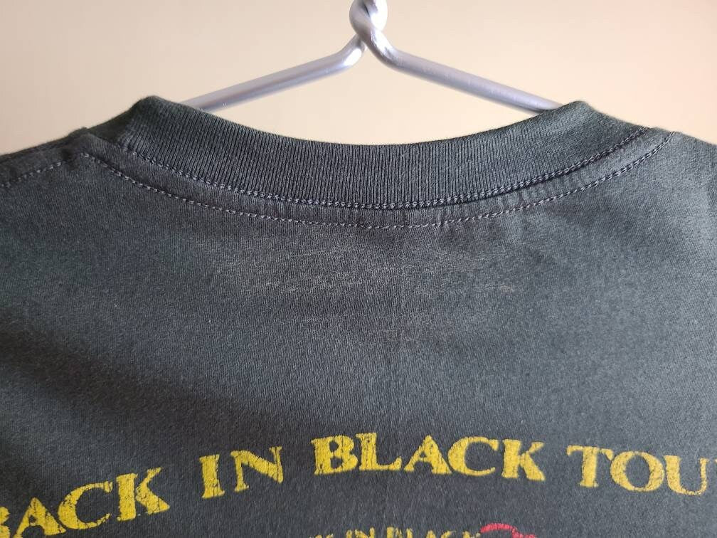 ACDC Retro Tee T Shirt Faded Black Grey