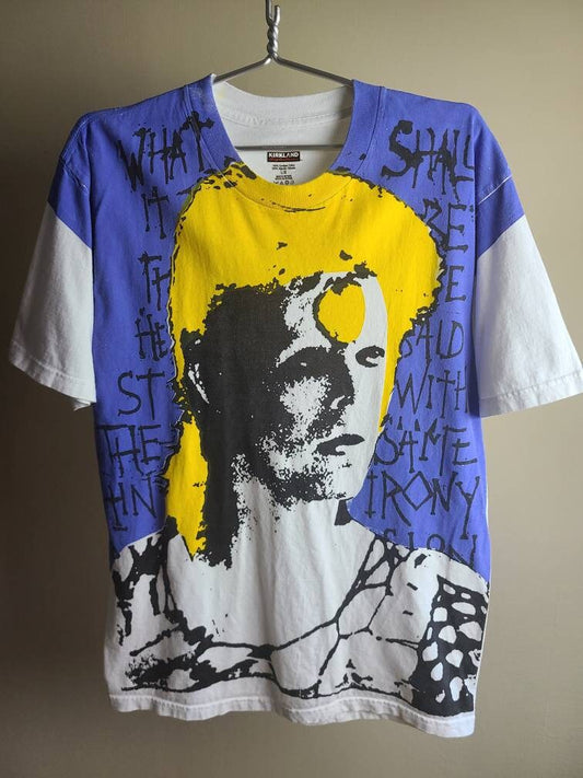 Handprinted David Bowie Upcycled Retro Tee Workshop Custom