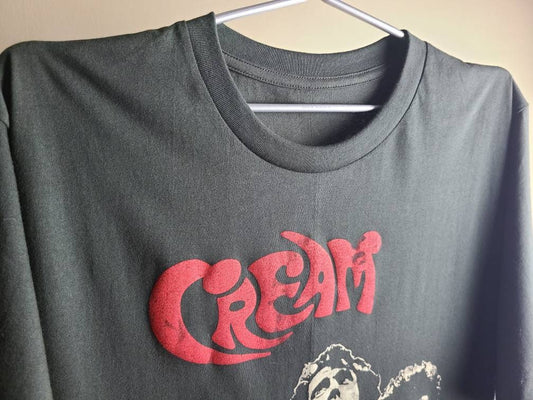Cream T Shirt Faded Black Gray