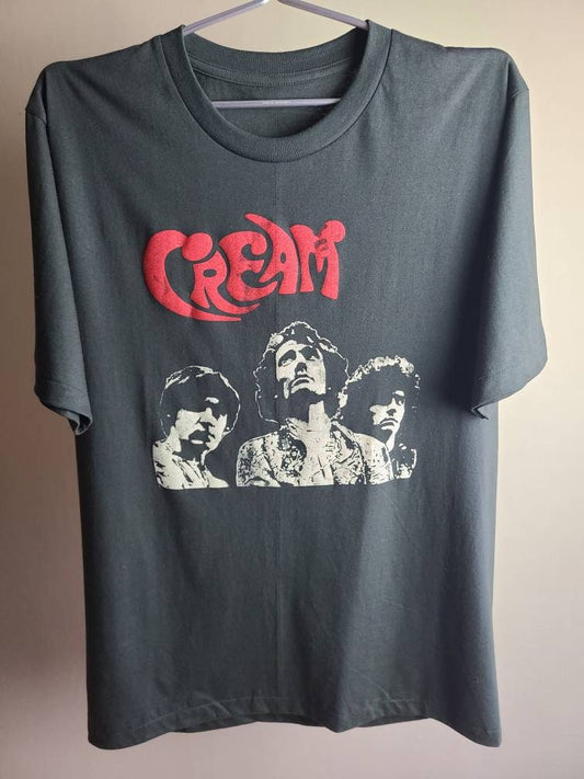 Cream T Shirt Faded Black Gray