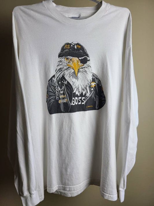 True Vintage VTG 90s Eagle Biker Long Sleeve T Tee Shirt XL