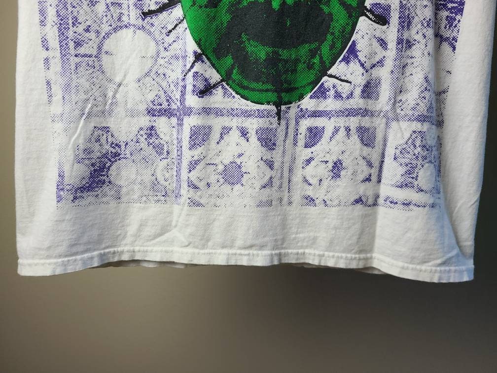 Handprinted Hell Raiser Upcycled Retro Tee T Shirt L Workshop Custom