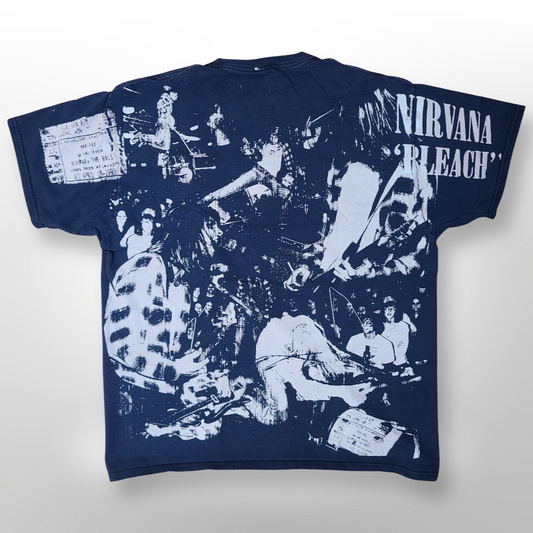 Handprinted Nirvana Kurt Cobain Upcycled OVP Megaprint Tee Shirt